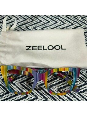 Zeelool Multicolor Cat Eye Glasses With Case Vibrant Striped Design Lightweight